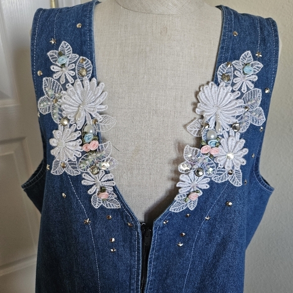 USA Made Fran's Denim Vest / Dress M - Picture 2 of 12